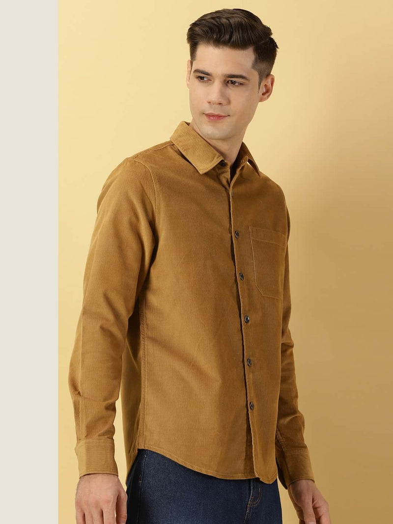 Thomas Scott Men Premium Slim Fit Corduroy Casual Shirt