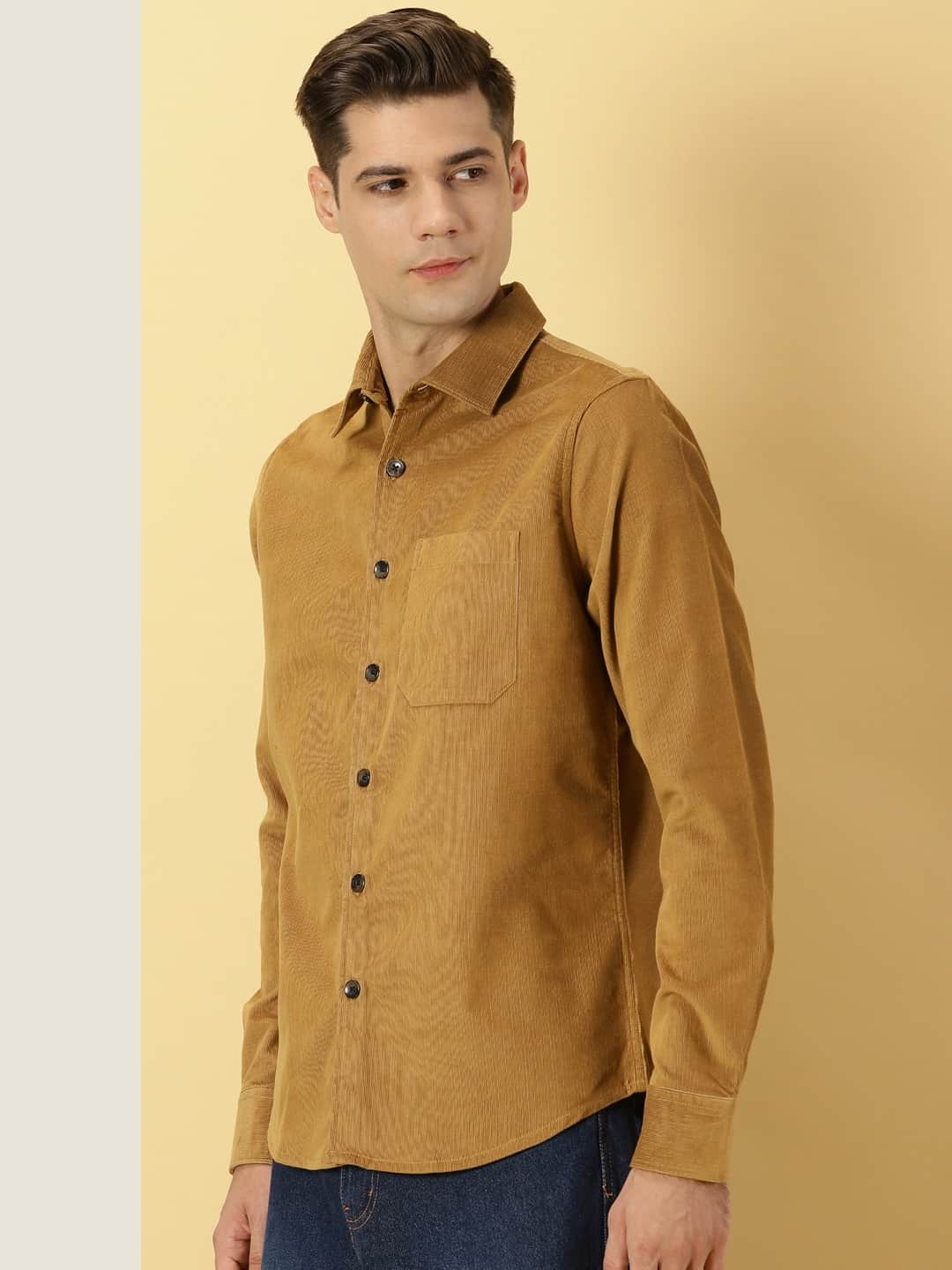 Thomas Scott Men Premium Slim Fit Corduroy Casual Shirt