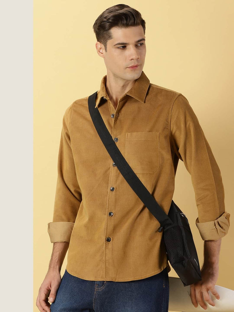 Thomas Scott Men Premium Slim Fit Corduroy Casual Shirt