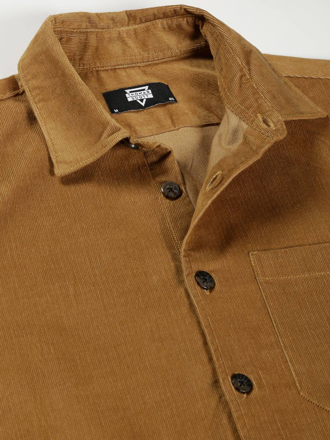 Thomas Scott Men Premium Slim Fit Corduroy Casual Shirt