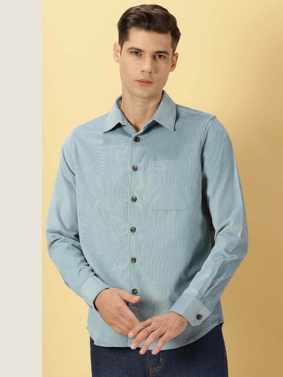 Thomas Scott Men Premium Slim Fit Corduroy Casual Shirt