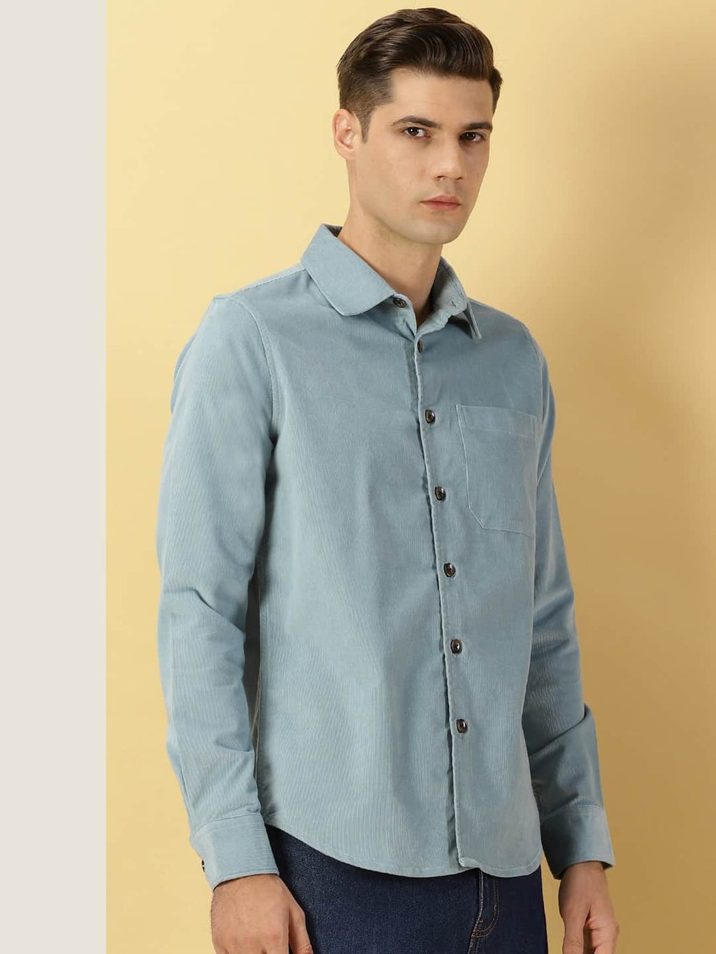 Thomas Scott Men Premium Slim Fit Corduroy Casual Shirt