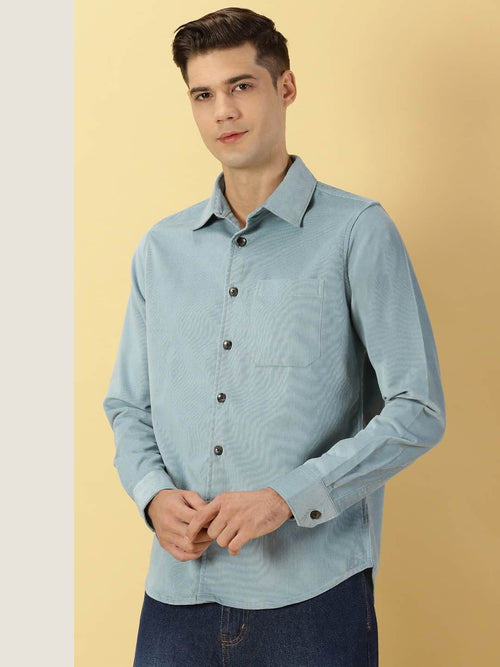 Thomas Scott Men Premium Slim Fit Corduroy Casual Shirt