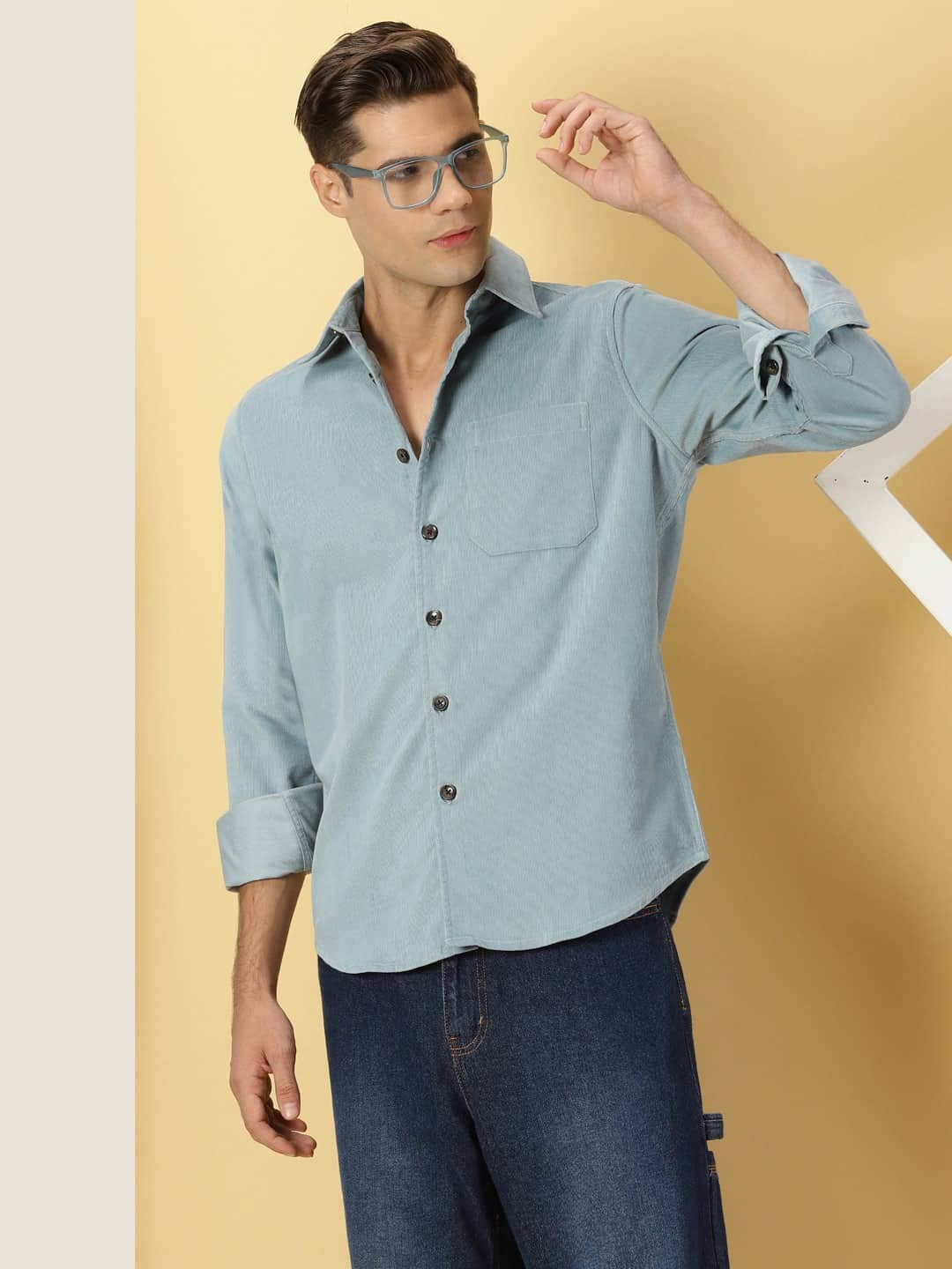 Thomas Scott Men Premium Slim Fit Corduroy Casual Shirt