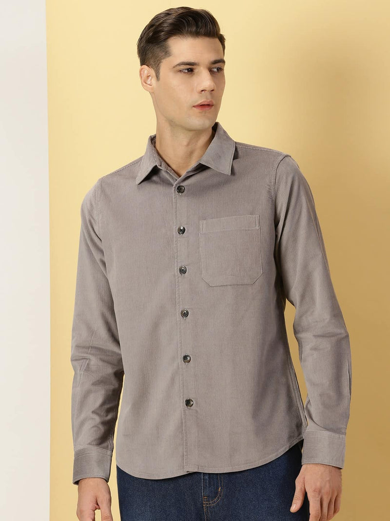 Thomas Scott Men Premium Slim Fit Corduroy Casual Shirt