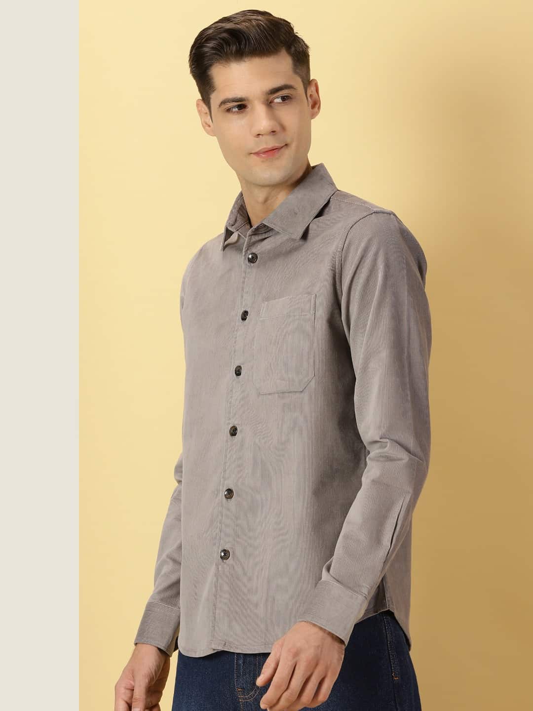 Thomas Scott Men Premium Slim Fit Corduroy Casual Shirt