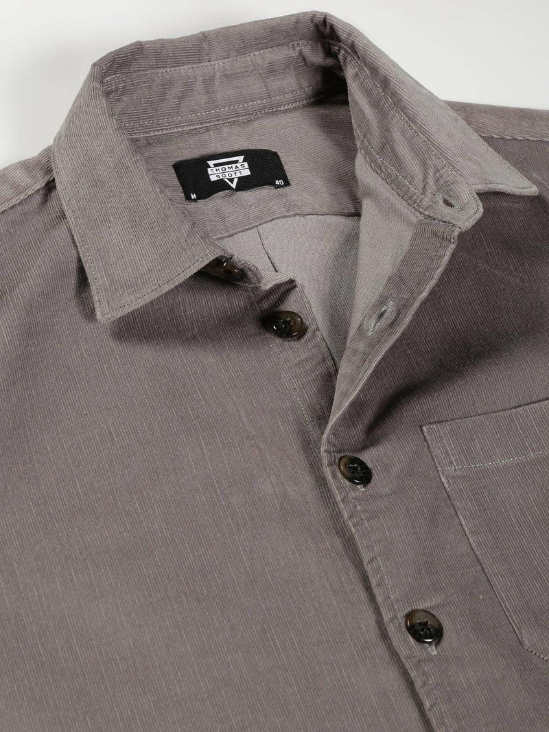 Thomas Scott Men Premium Slim Fit Corduroy Casual Shirt
