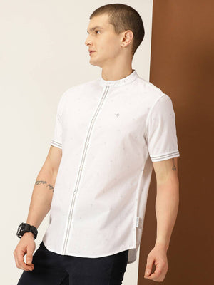 Thomas Scott Men Premium Slim Fit Geometric Printed Cotton Casual Shirt