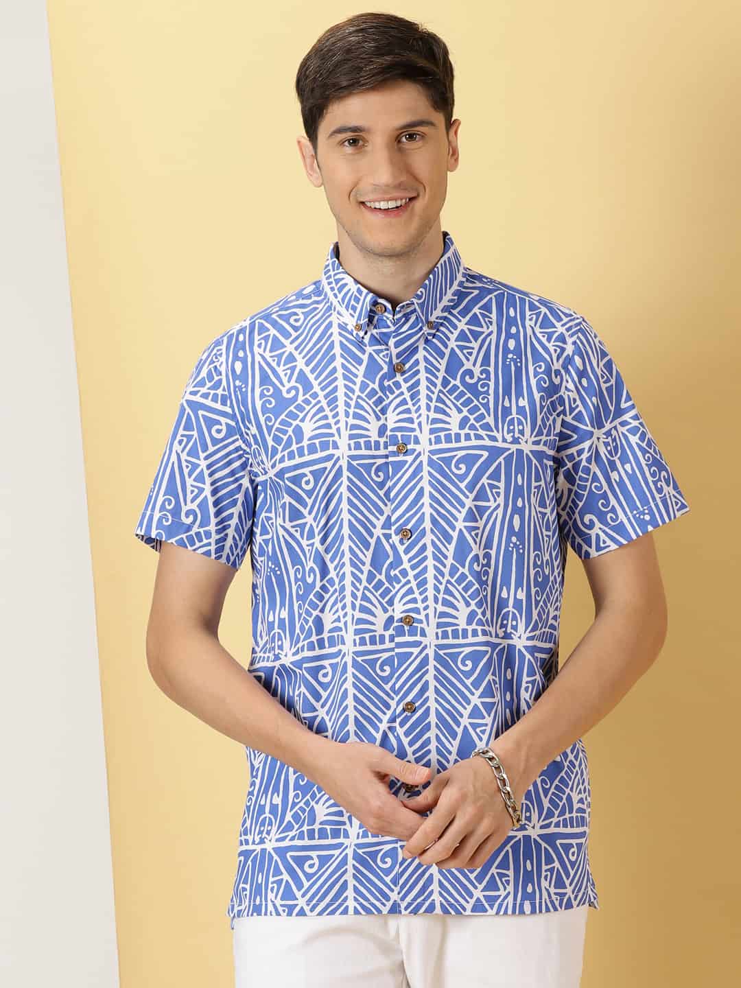 Thomas Scott Men Printed Smart Slim Fit Opaque Casual Shirt