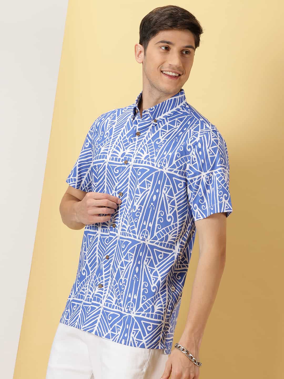Thomas Scott Men Printed Smart Slim Fit Opaque Casual Shirt