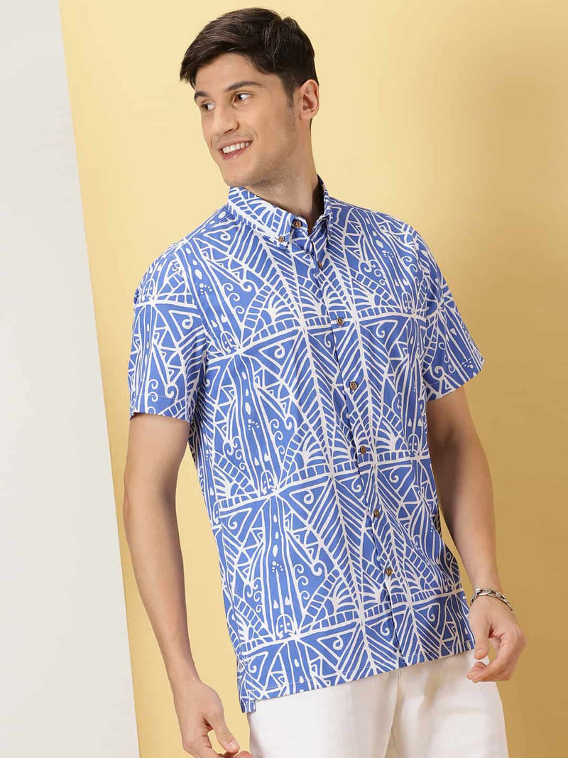 Thomas Scott Men Printed Smart Slim Fit Opaque Casual Shirt