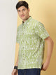 Green Smart Slim Fit Opaque Printed Casual Shirt For Men