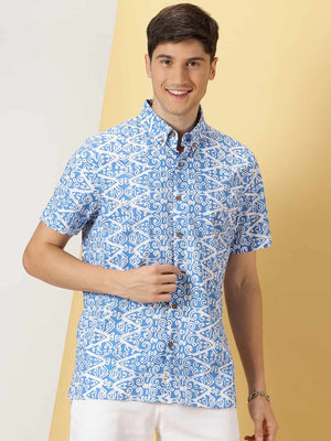Thomas Scott Men Printed Smart Slim Fit Floral Opaque Casual Shirt