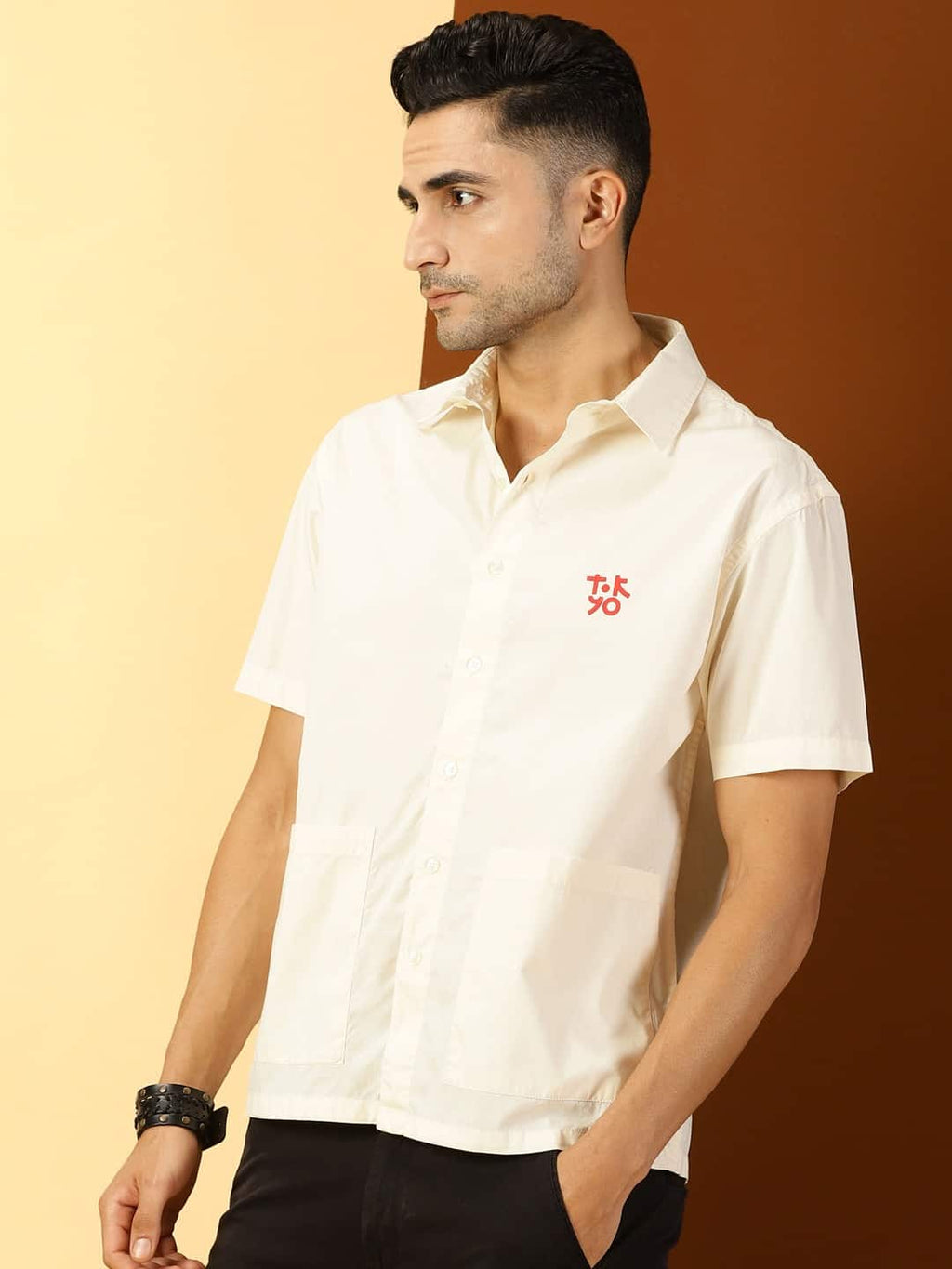 Thomas Scott Men Classic Short Sleeves Boxy Casual Shirt