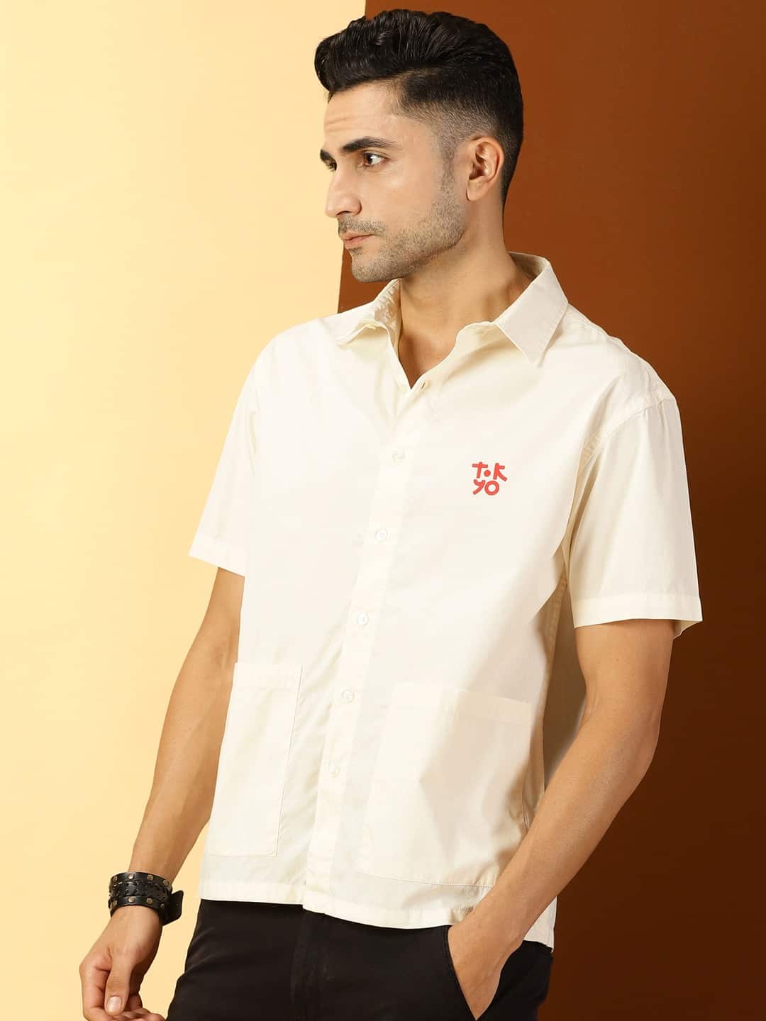 Thomas Scott Men Classic Short Sleeves Boxy Casual Shirt