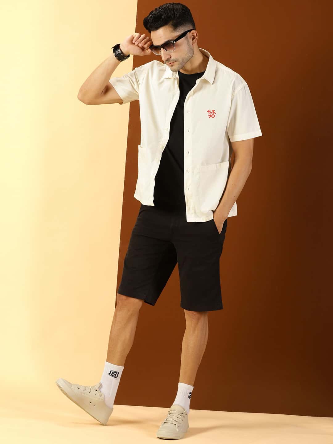 Thomas Scott Men Classic Short Sleeves Boxy Casual Shirt