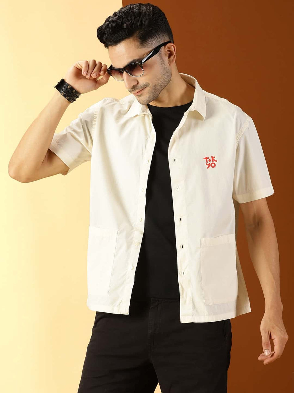 Thomas Scott Men Classic Short Sleeves Boxy Casual Shirt