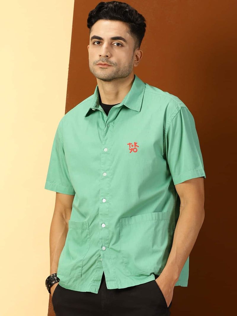 Thomas Scott Men Classic Boxy Short Sleeves Pure Cotton Casual Shirt