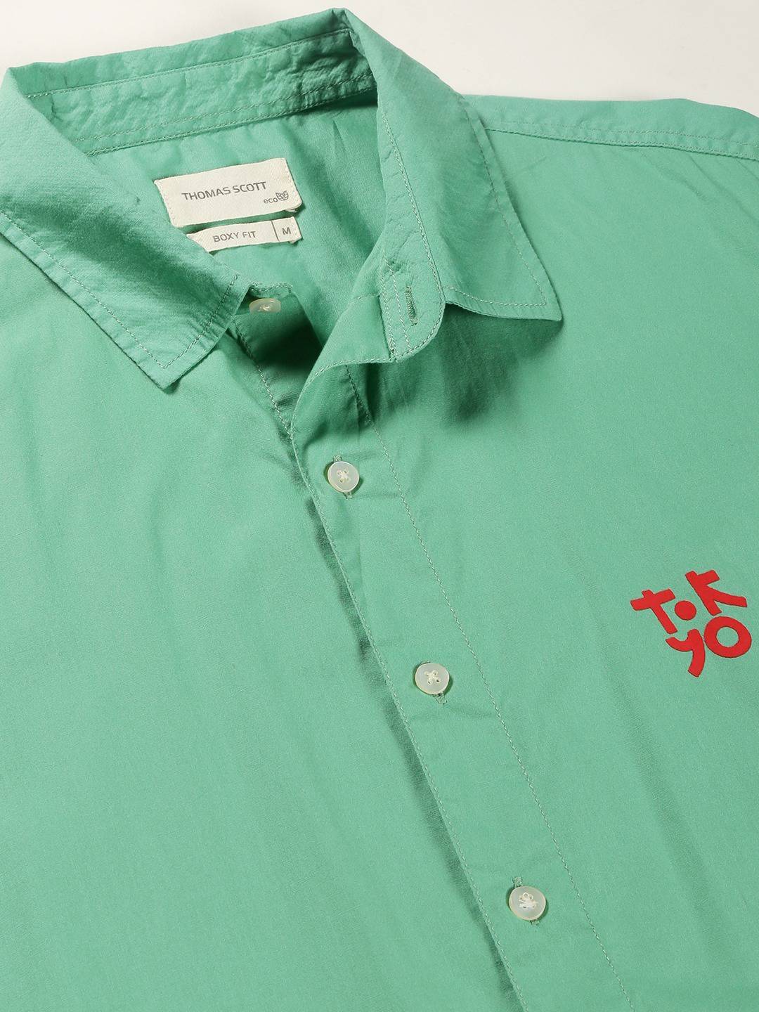 Thomas Scott Men Classic Boxy Short Sleeves Pure Cotton Casual Shirt