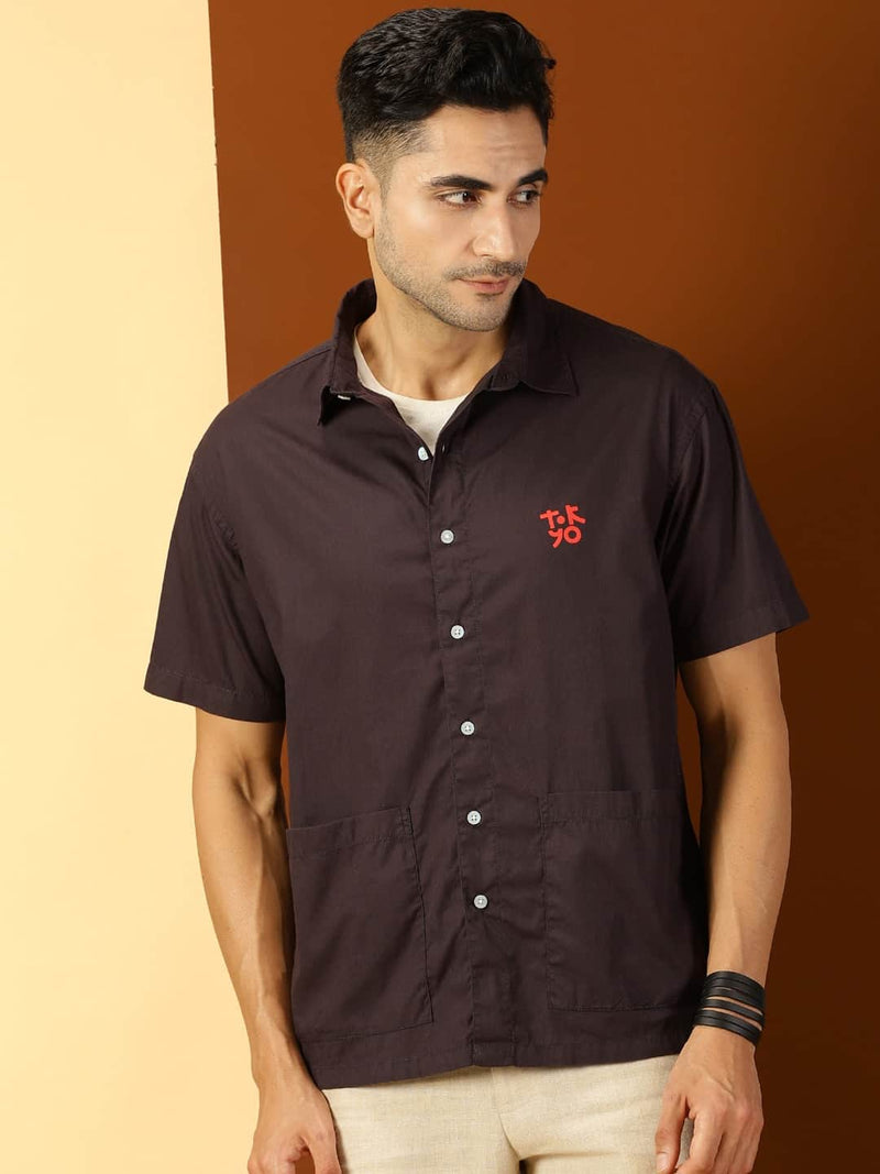 Thomas Scott Men Classic Boxy Short Sleeves Pure Cotton Casual Shirt