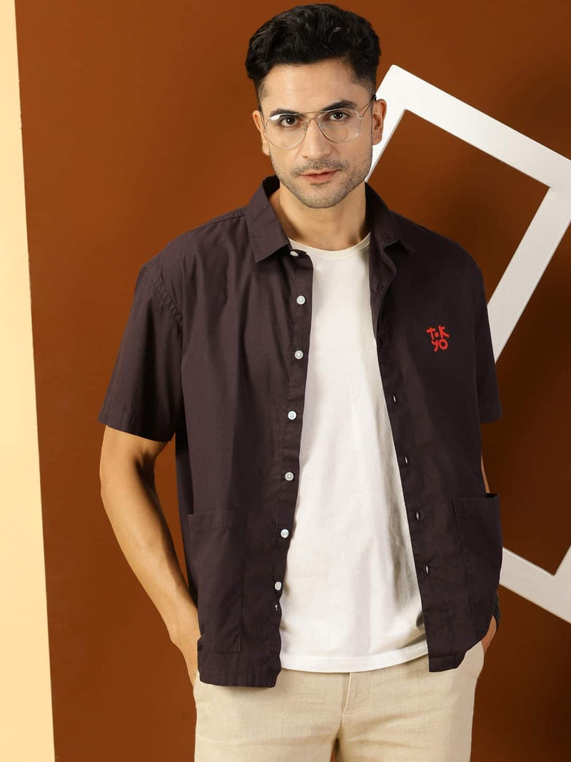 Thomas Scott Men Classic Boxy Short Sleeves Pure Cotton Casual Shirt