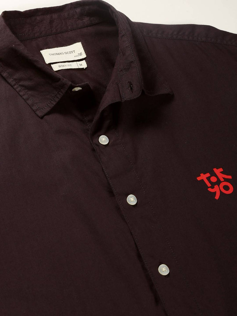 Thomas Scott Men Classic Boxy Short Sleeves Pure Cotton Casual Shirt