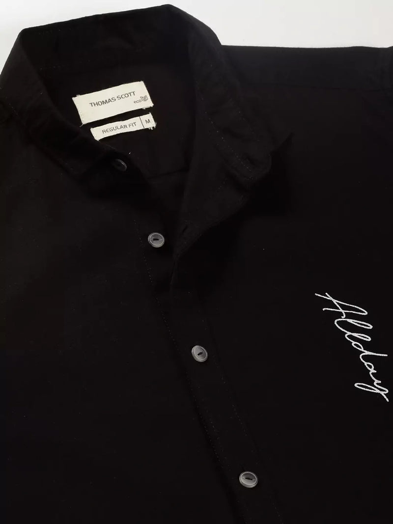 Thomas Scott Men Typography Printed Classic Regular Fit Casual Shirt
