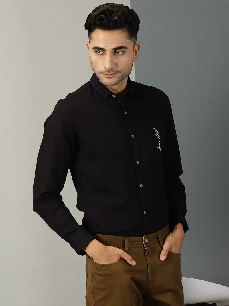 Thomas Scott Men Typography Printed Classic Regular Fit Casual Shirt