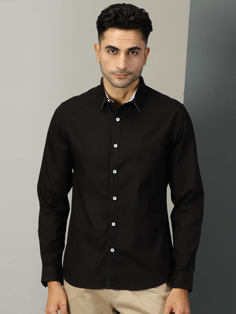 Thomas Scott Men Classic Spread Collar Oxford Pure Linen Casual Shirt