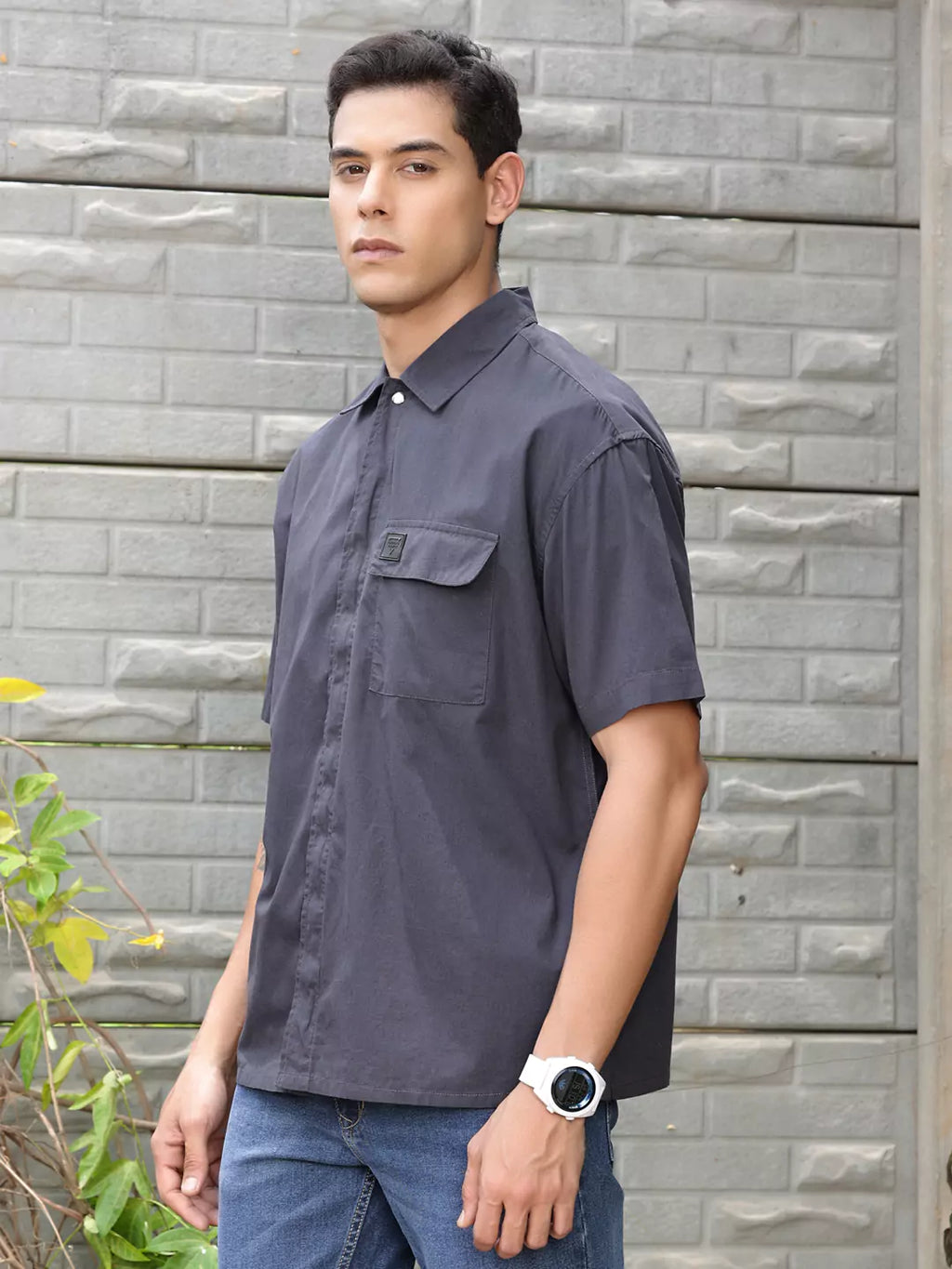 Thomas Scott Men Solid Premium Boxy Opaque Casual Shirt
