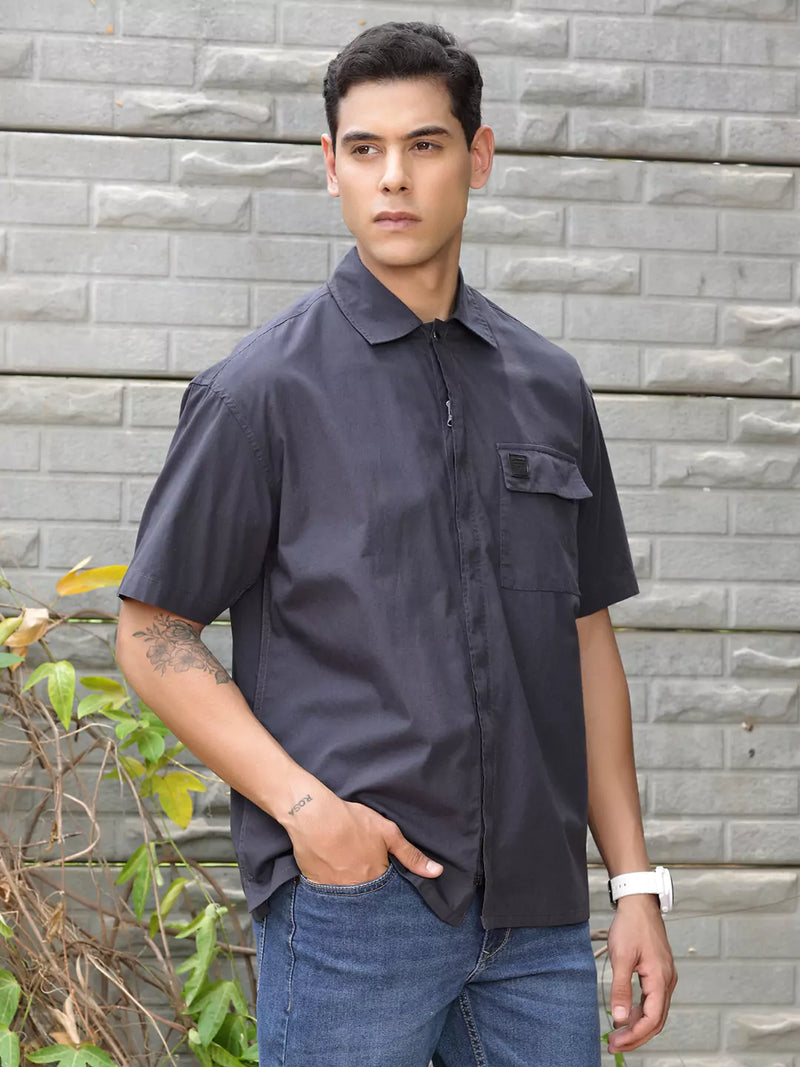 Thomas Scott Men Solid Premium Boxy Opaque Casual Shirt