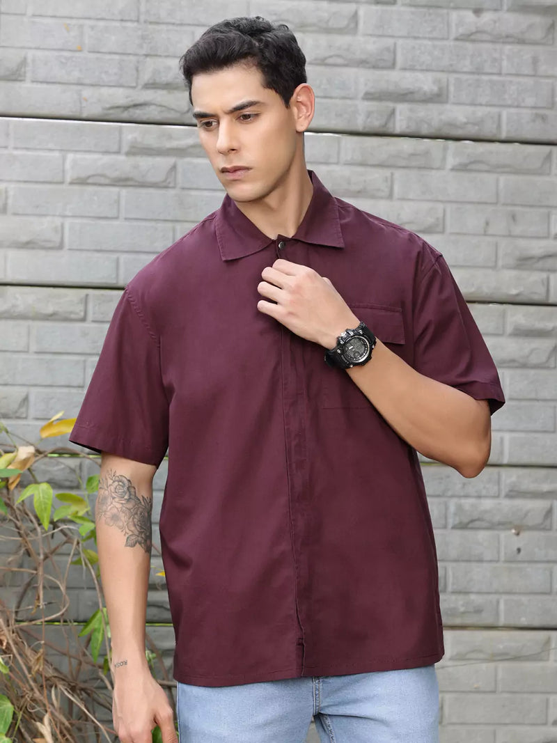 Thomas Scott Men Solid Premium Boxy Opaque Casual Shirt