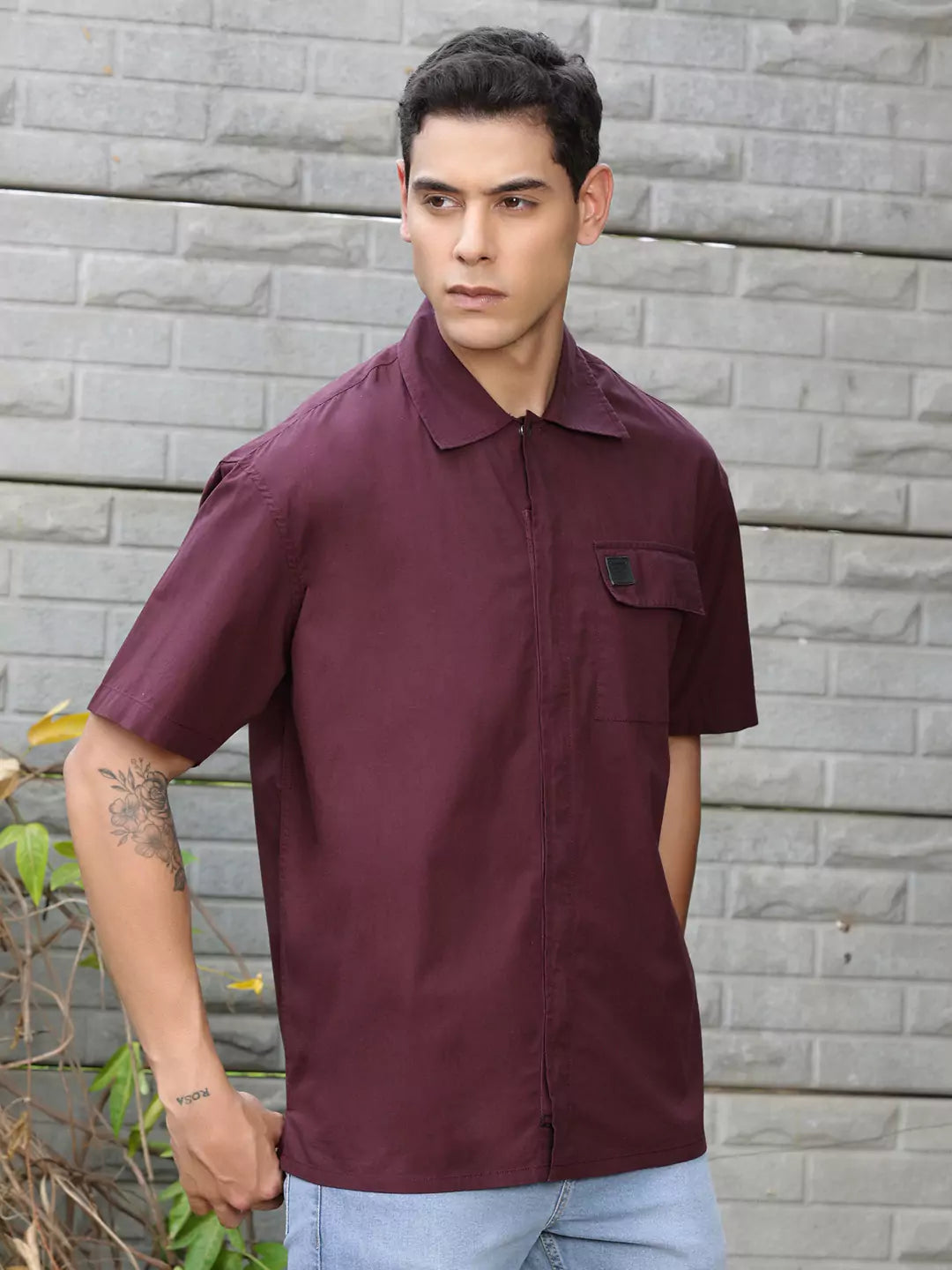 Thomas Scott Men Solid Premium Boxy Opaque Casual Shirt