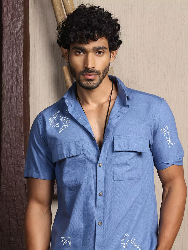 Thomas Scott Men Premium Spread Collar Opaque Cotton Casual Shirt