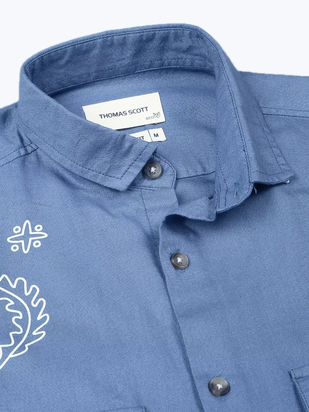 Thomas Scott Men Premium Spread Collar Opaque Cotton Casual Shirt