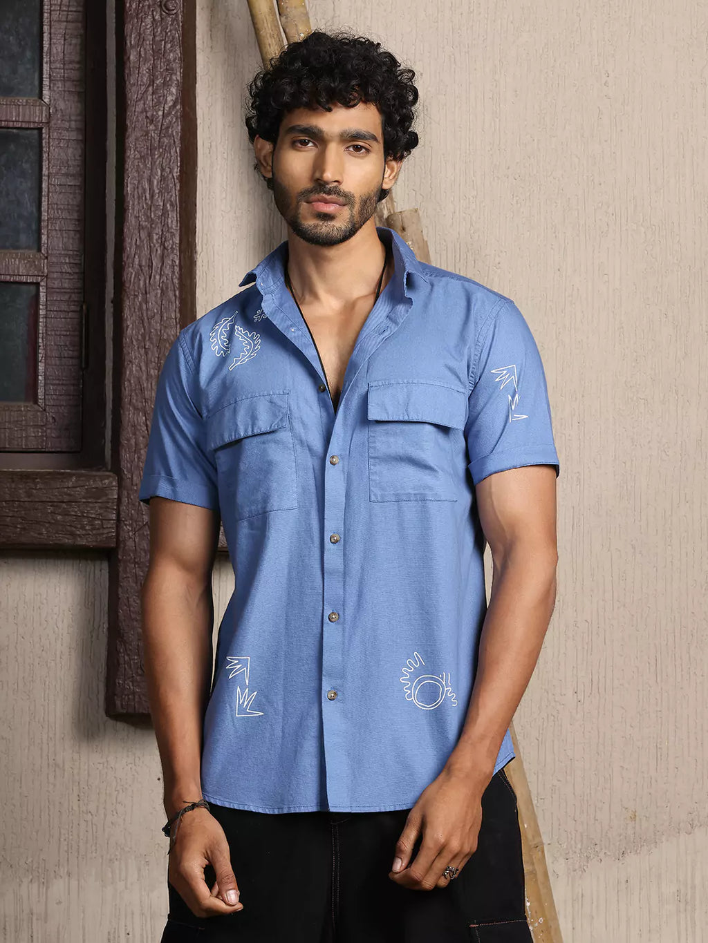 Thomas Scott Men Premium Spread Collar Opaque Cotton Casual Shirt