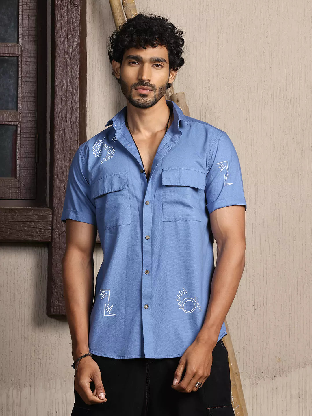 Thomas Scott Men Premium Spread Collar Opaque Cotton Casual Shirt