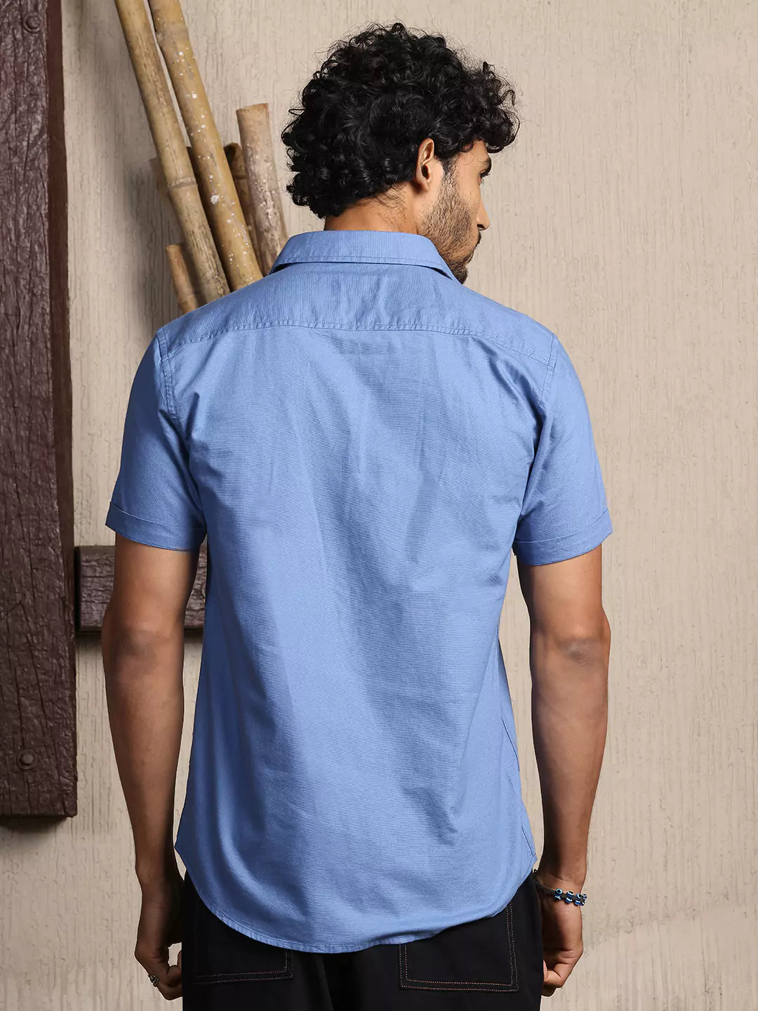 Thomas Scott Men Premium Spread Collar Opaque Cotton Casual Shirt