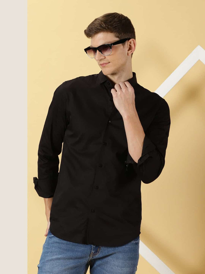 Thomas Scott Men Classic Slim Fit Spread Collar Casual Shirt