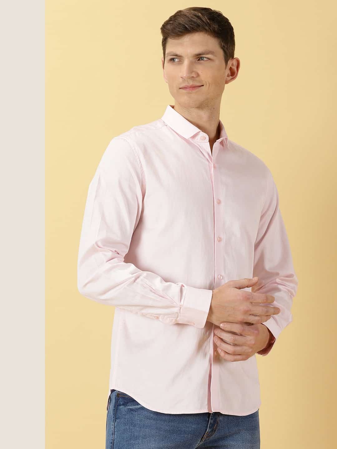 Thomas Scott Men Classic Slim Fit Spread Collar Casual Shirt