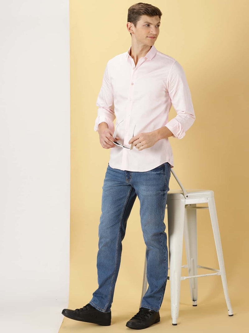 Thomas Scott Men Classic Slim Fit Spread Collar Casual Shirt