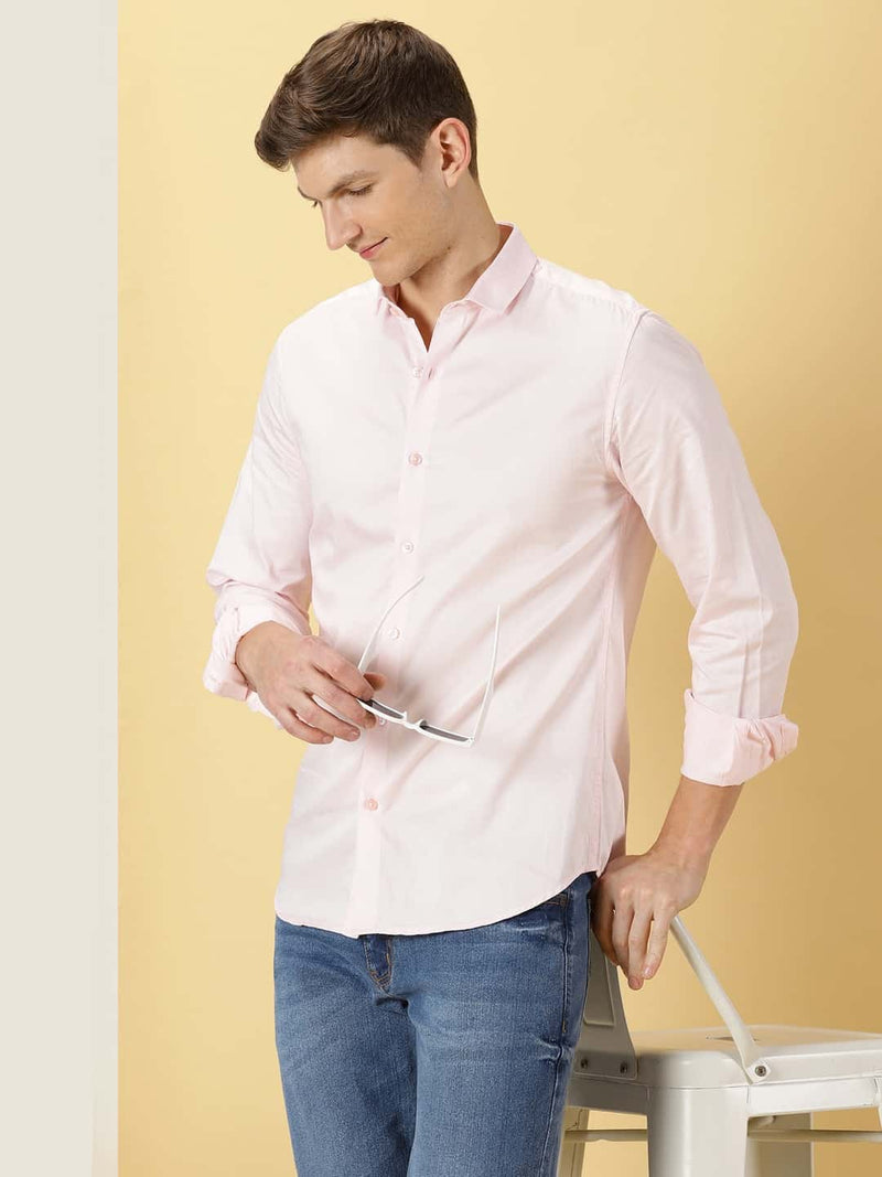 Thomas Scott Men Classic Slim Fit Spread Collar Casual Shirt