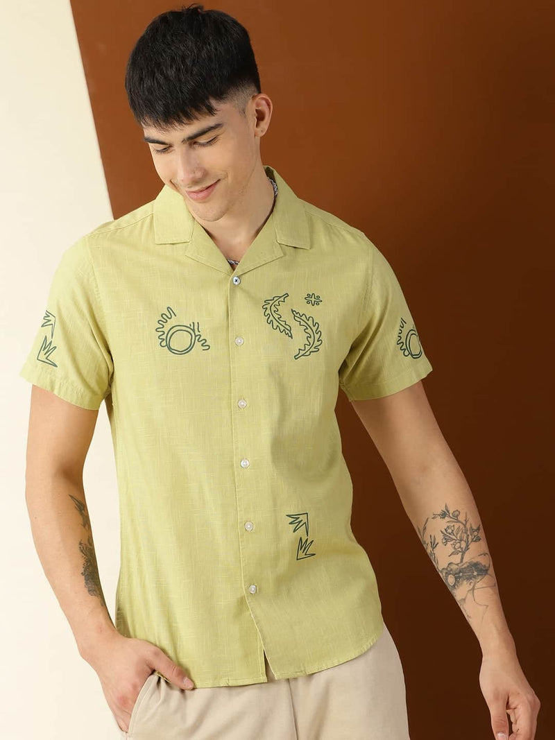 Thomas Scott Men Premium Fit Abstract Printed Pure Cotton Casual Shirt