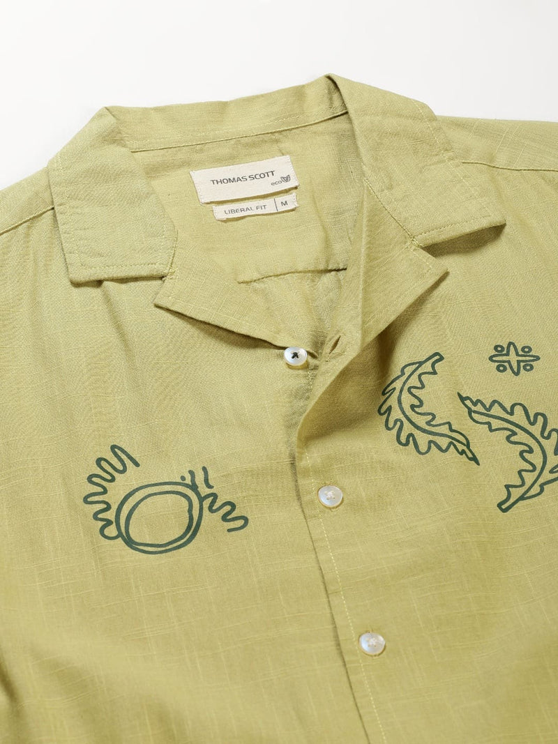Thomas Scott Men Premium Fit Abstract Printed Pure Cotton Casual Shirt