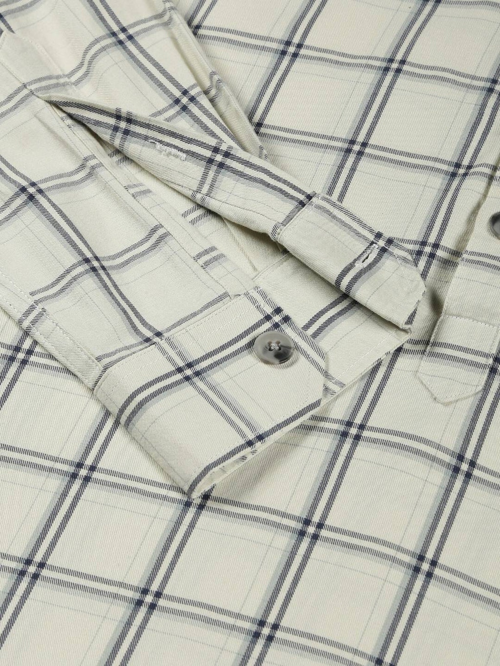 Thomas Scott Men Classic Windowpane Checks Roll-Up Sleeves Twill Cotton Hooded Casual Shirt