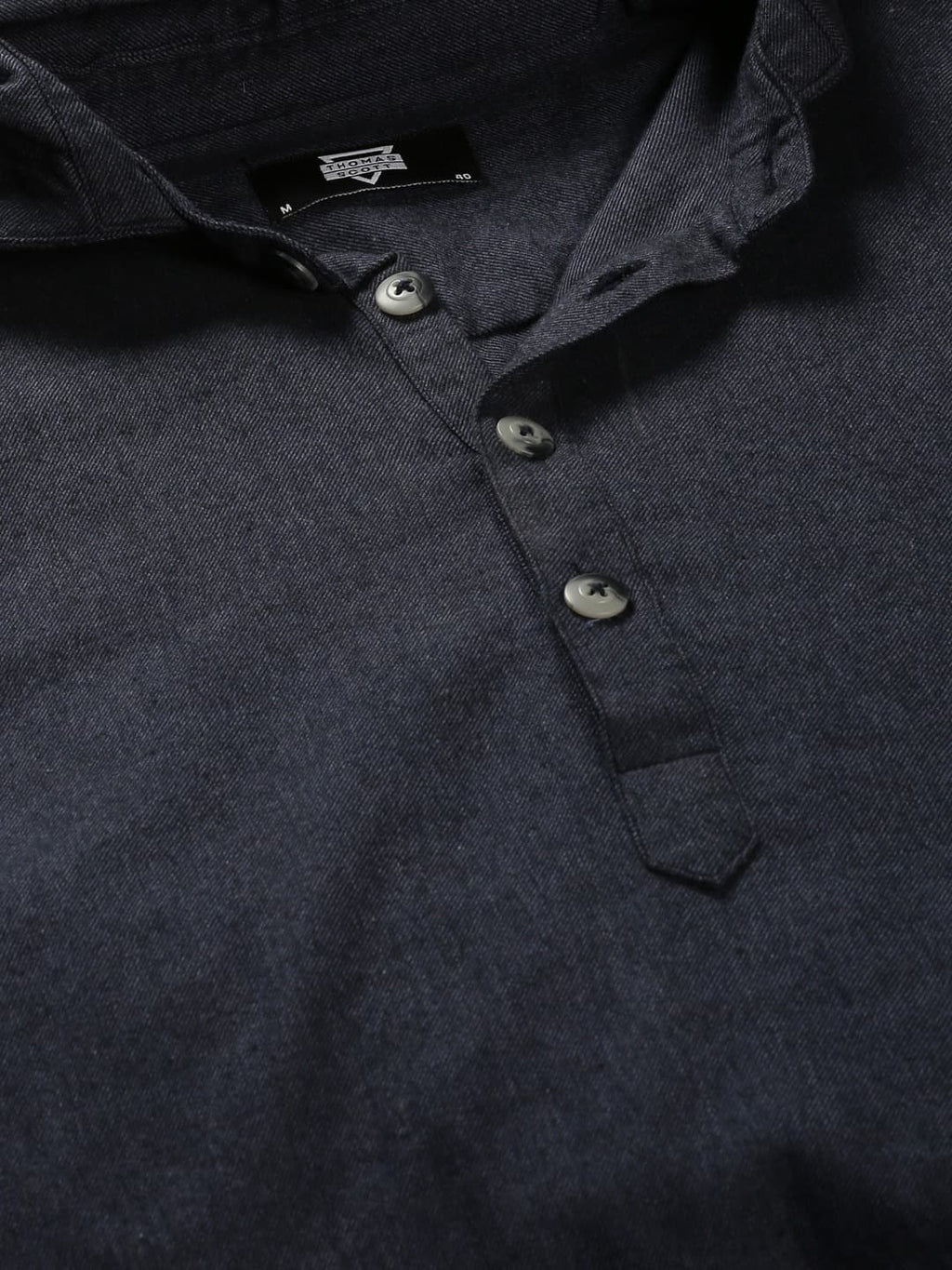 Thomas Scott Men Modern Hooded Twill Opaque Pure Cotton Casual Shirt