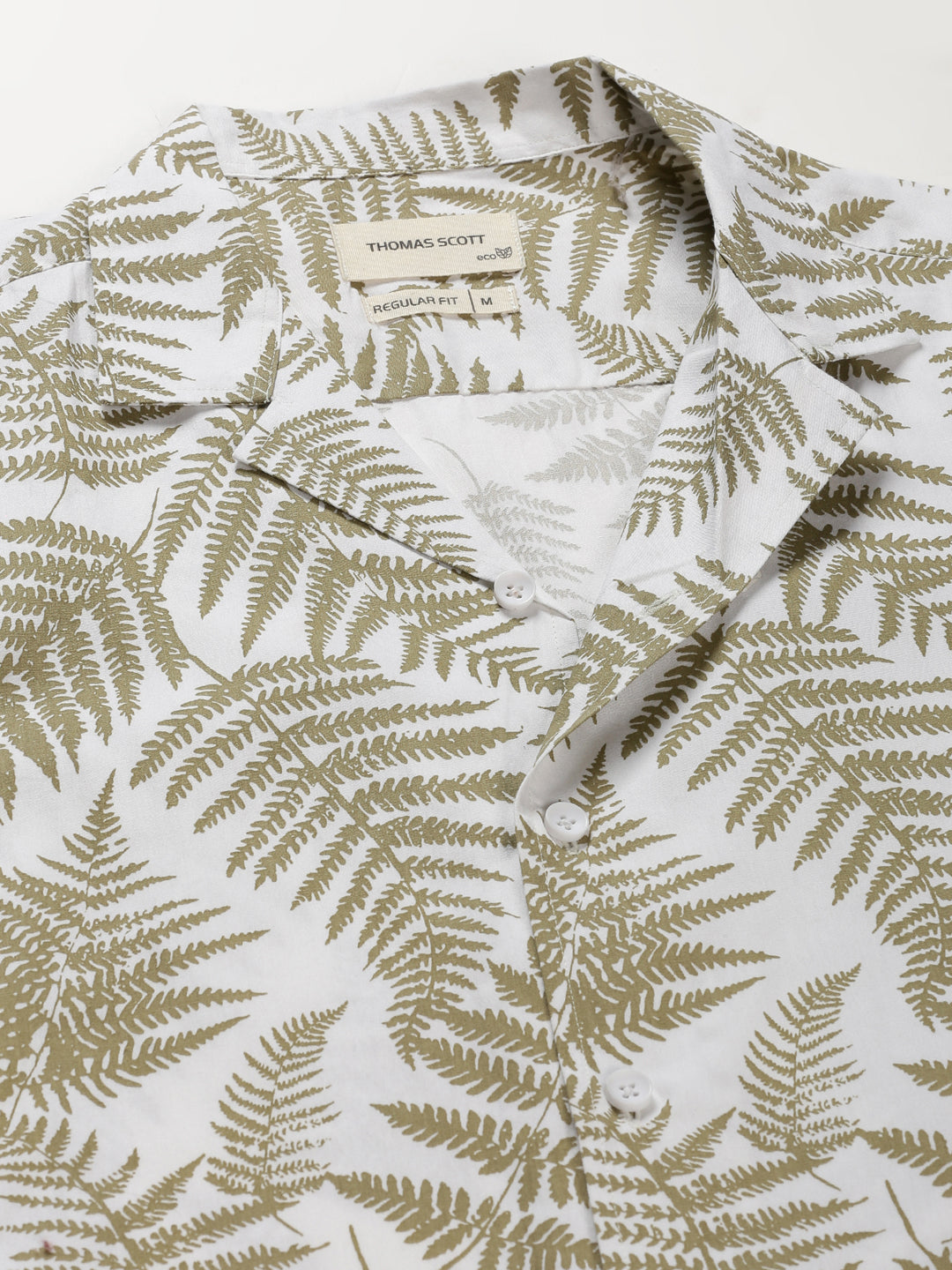 Thomas Scott Men Beige Regular Fit 100% Cotton Floral Printed Casual Shirt with Long Sleeves & Spread Collar