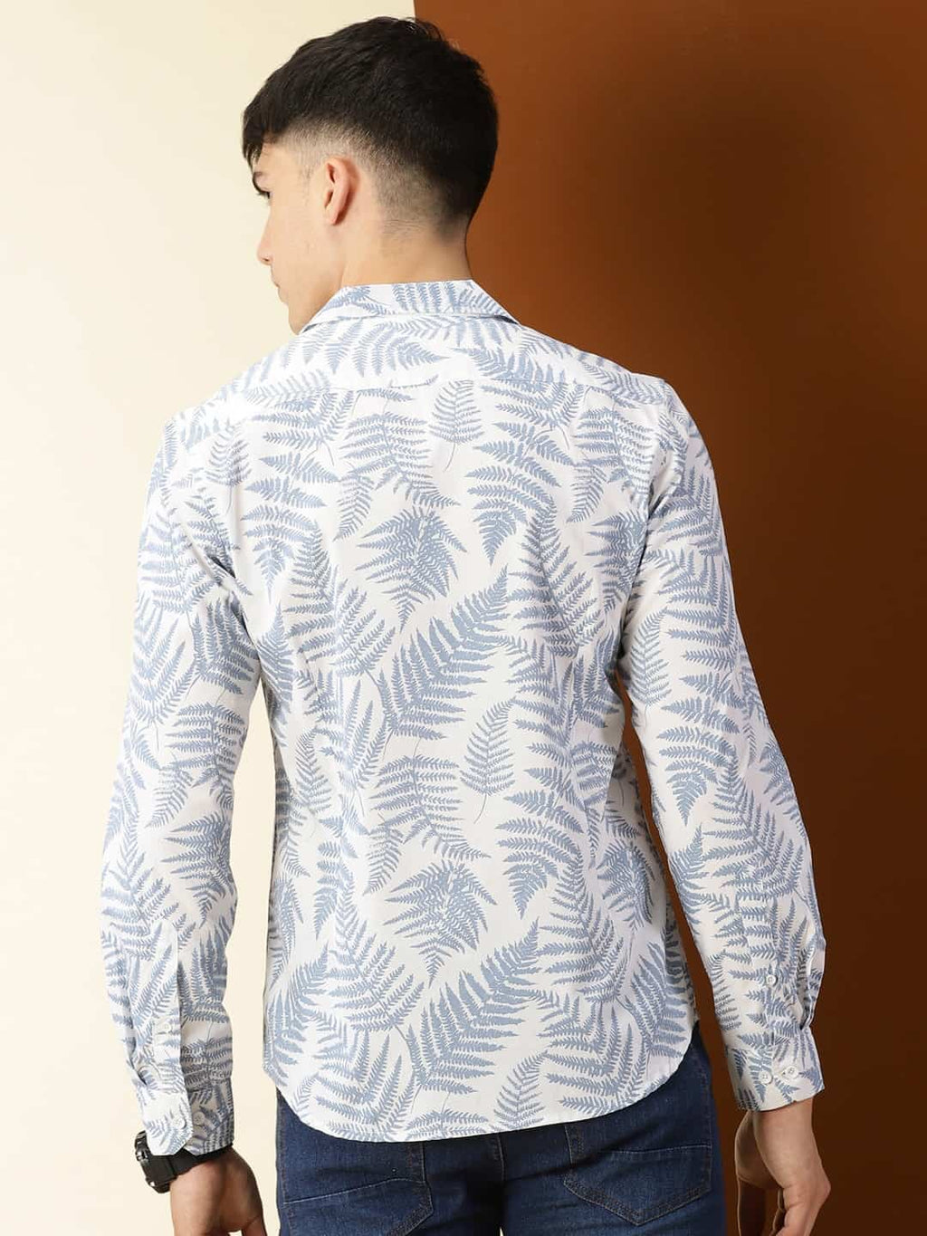 Thomas Scott Men Classic Floral Printed Cuban Collar Cotton Casual Shirt