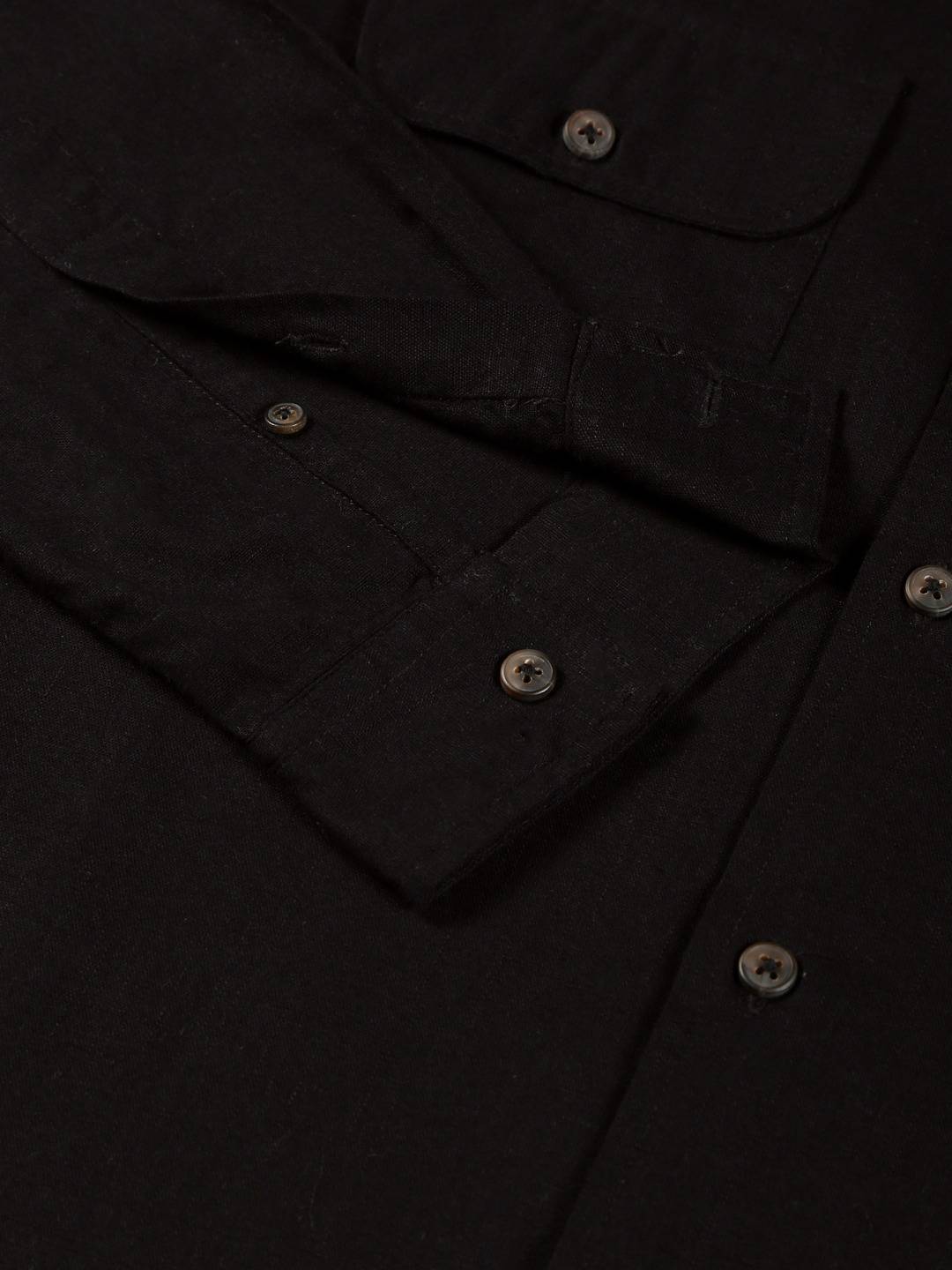 Thomas Scott Men Classic Regular Cuban Collar Long Sleeve Pocket Cotton & Linen Shacket