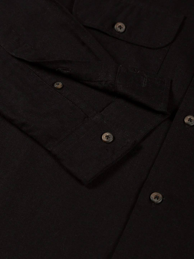 Thomas Scott Men Classic Regular Cuban Collar Long Sleeve Pocket Cotton & Linen Shacket